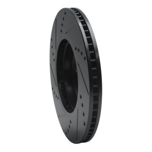 Honda Civic Brake Rotor (1) - Front Right - R1 Concepts - Drilled & Slotted - Black - `16-`25